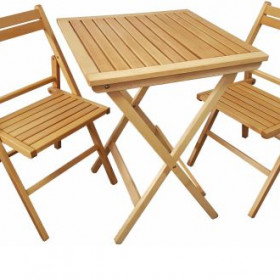 Avondeten Afdaling Gymnastiek Bistroset hout, 1 tafel en 4 stoelen | van Brink verhuur